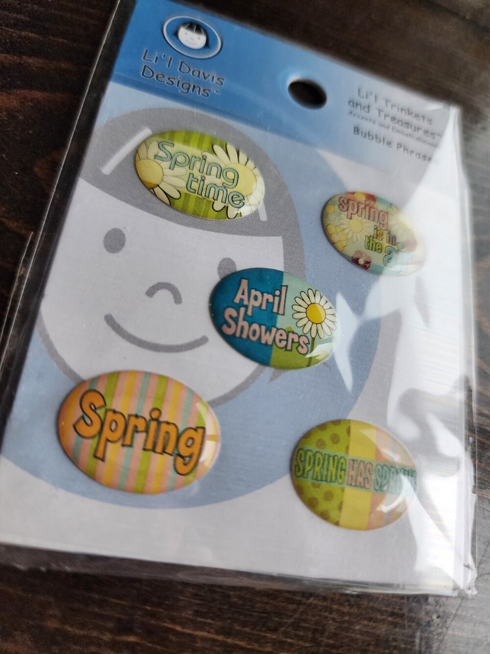 LI'L DAVIS DESIGNS Spring Bubble Phrases Embellishment RETIRED New #20
